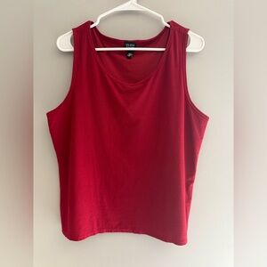 Eileen Fisher Womens Red Tank Top SZ LG Textured Crew Neck Layering Minimalist